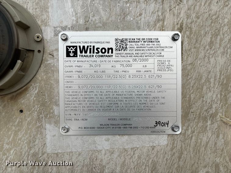 image for item DZ4587 2002 Wilson PSAL-303P livestock trailer