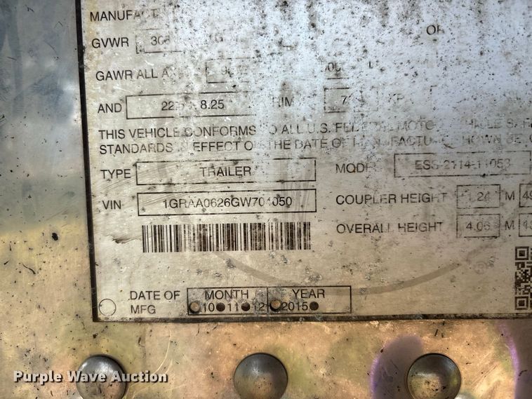 image for item ER3227 2016 Great Dane Trailers ESS-2114-11053 refrigerated van trailer