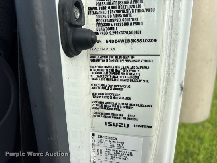 image for item EU0787 2019 Isuzu NPR box truck