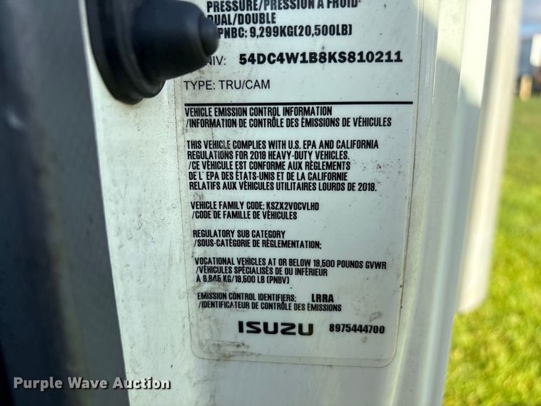 image for item EU0788 2019 Isuzu NPR box truck