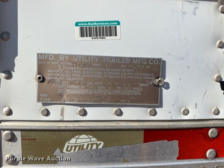 image for item EW1057 2012 Utility VS2RA refrigerated van trailer