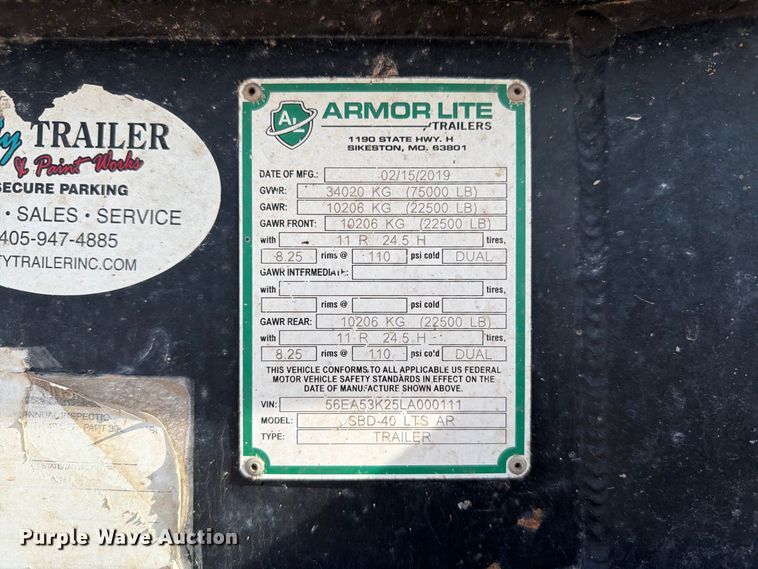 image for item EW8734 2020 Amor Lite SBD-40 LTS AR bottom dump trailer