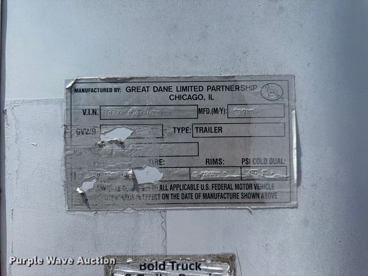 image for item EX2206 2000 Great Dane dry van trailer
