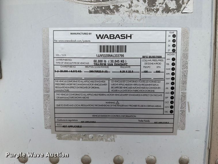 image for item FB5029 2010 Wabash dry van trailer