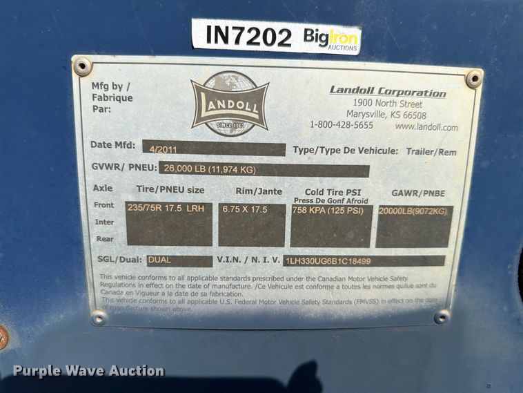 image for item FH6286 2011 Landoll flatbed trailer
