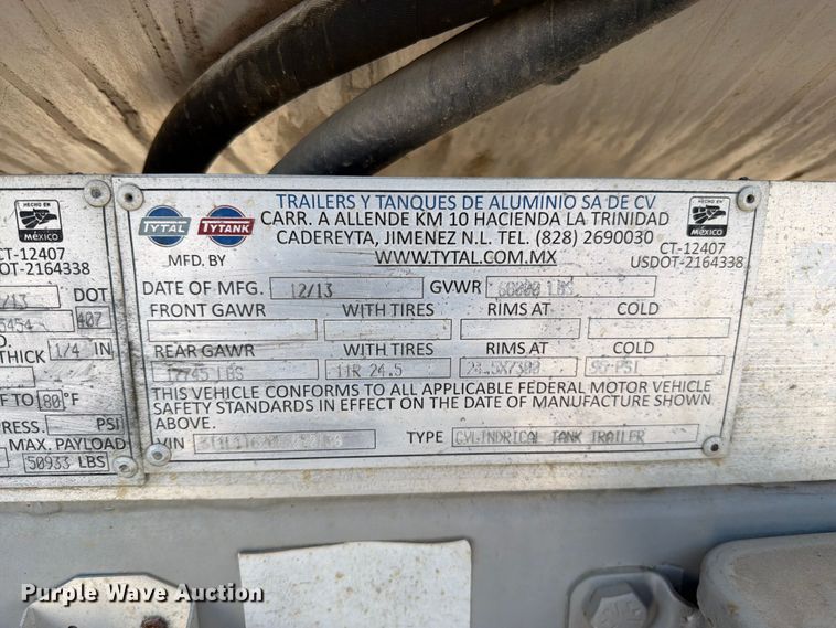 image for item FN5786 2014 Tytal tank trailer