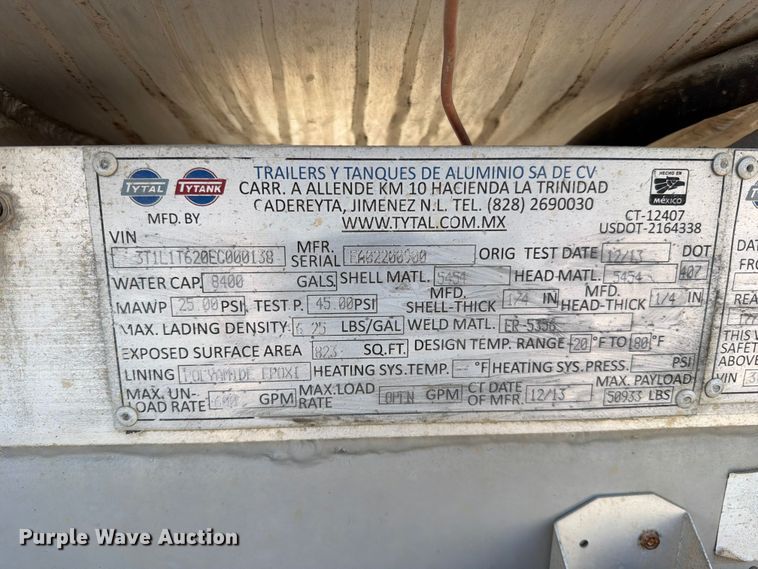 image for item FN5786 2014 Tytal tank trailer