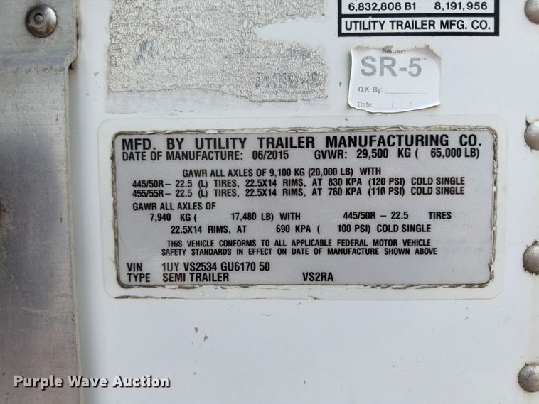 image for item FP4019 2016 Utility VS2RA refrigerated van trailer