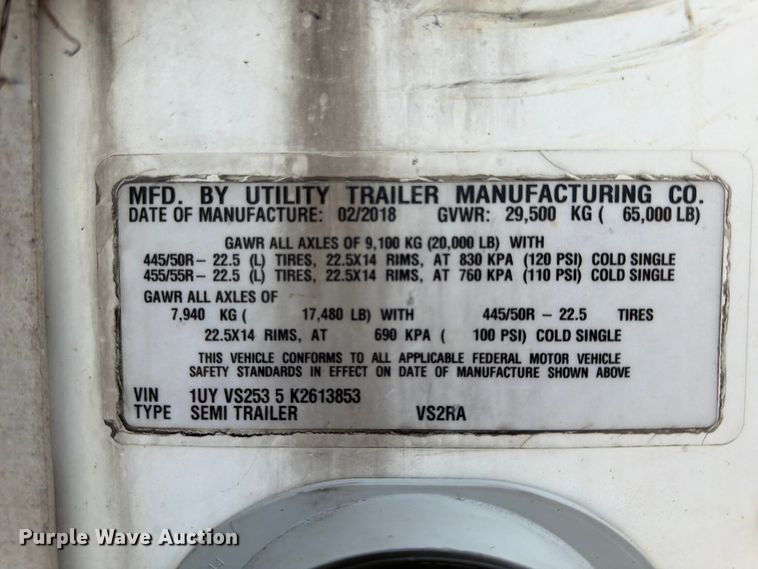 image for item FP4025 2019 Utility VS2RA refrigerated van trailer