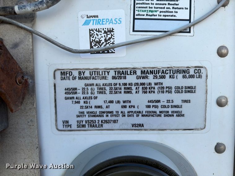 image for item FP4029 2019 Utility VS2RA refrigerated van trailer