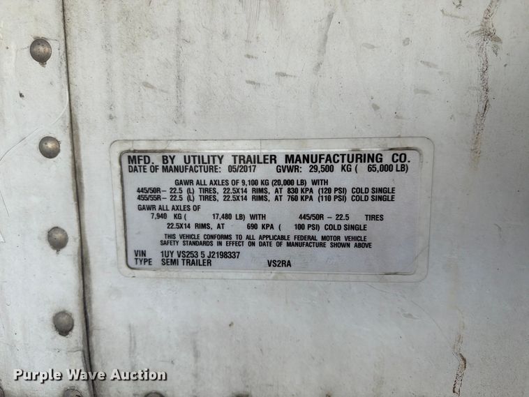 image for item FP4030 2018 Utility VS2RA refrigerated van trailer