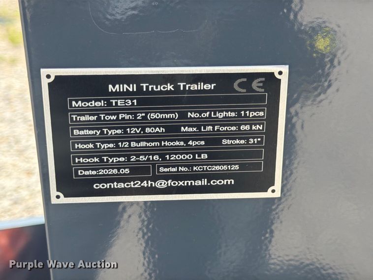 image for item MQ9080 2026 Mini Truck Parts TE31 fifth wheel wrecker boom