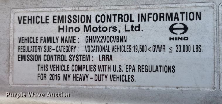 image for item YA1935 2016 Hino 268 box truck