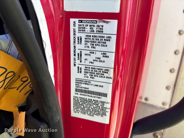 image for item YA2615 2020 International MV607 box truck