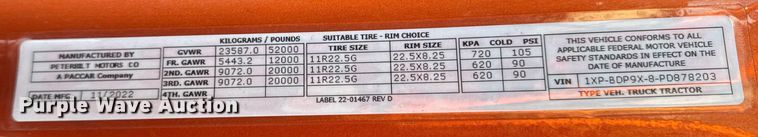 image for item YA2638 2023 Peterbilt 579 semi truck