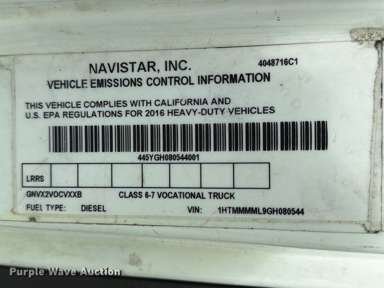 image for item YA3562 2016 International 4300  box truck
