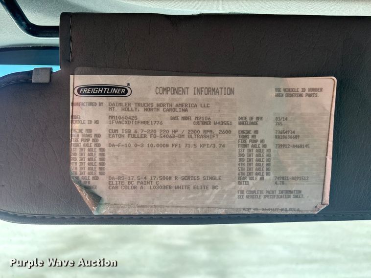image for item YA3608 2015 Freightliner Business Class M2 box truck