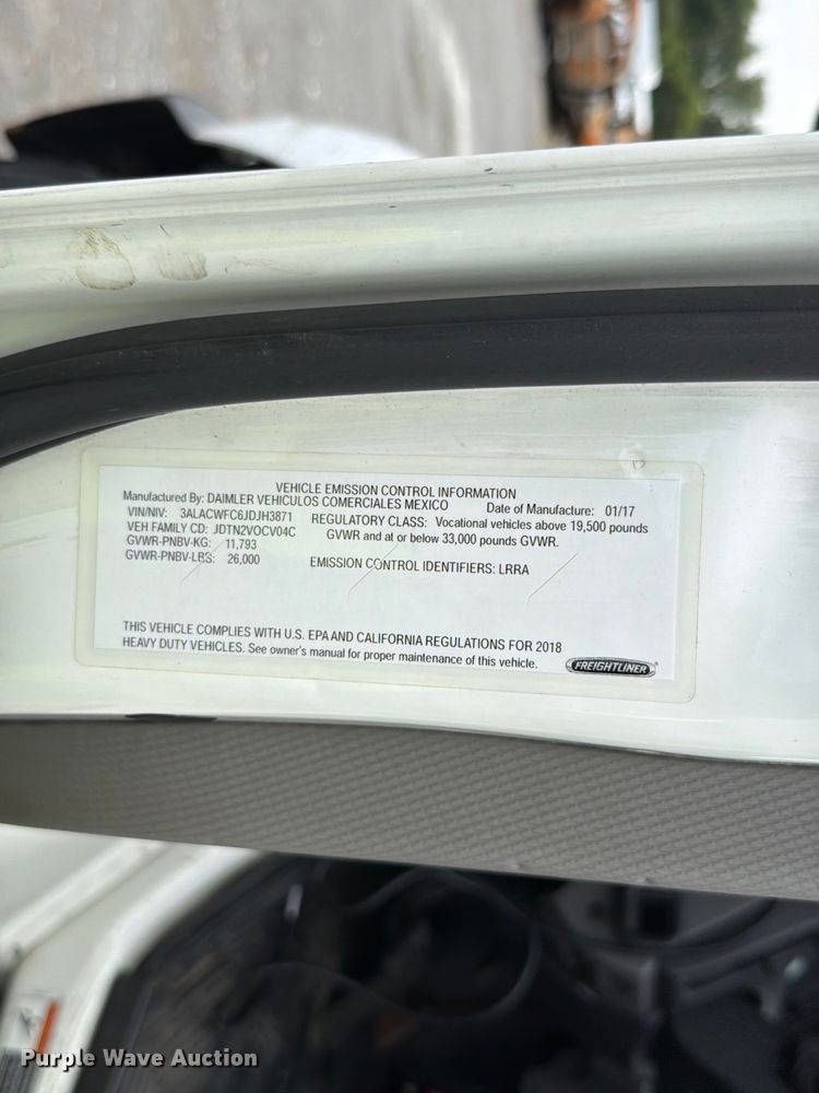 image for item YA3848 2018 Freightliner Business Class M2 box truck