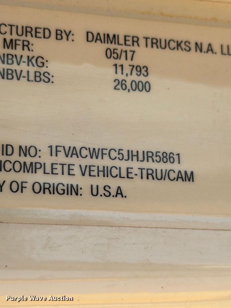 image for item YA4177 2018 Freightliner Business Class M2 box truck