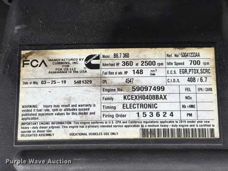 image for item YA4225 2019 RAM 5500HD rollback truck