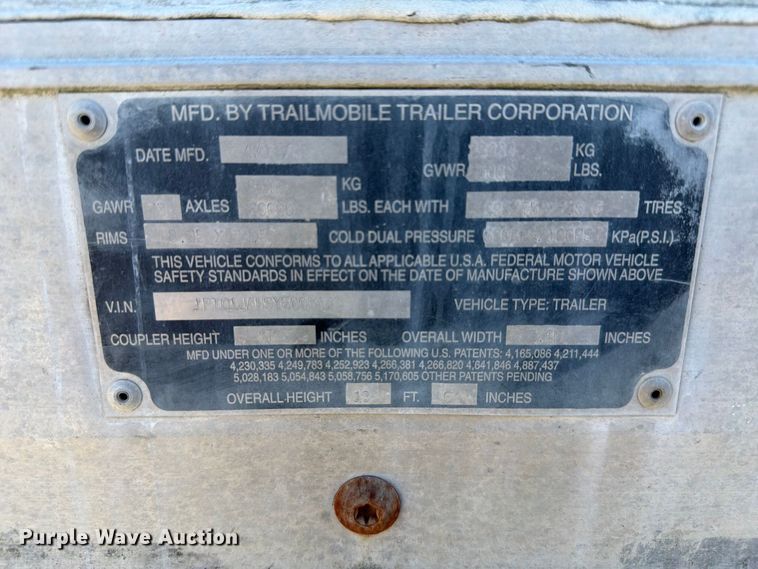image for item YA4430 2000 Trailmobile dry van trailer