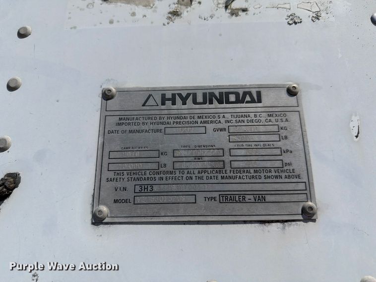 image for item YA4431 2000 Hyundai Translead VI2530152JS dry van trailer