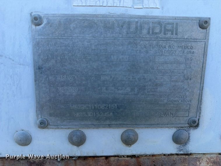 image for item YA4437 2001 Hyundai Translead dry van trailer