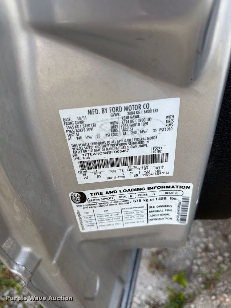 image for item DV7310 2011 Ford F150 Crew Cab pickup truck