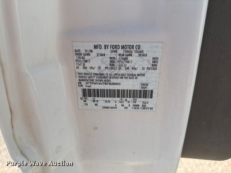 image for item EA0438 2008 Ford F150 Crew Cab pickup truck