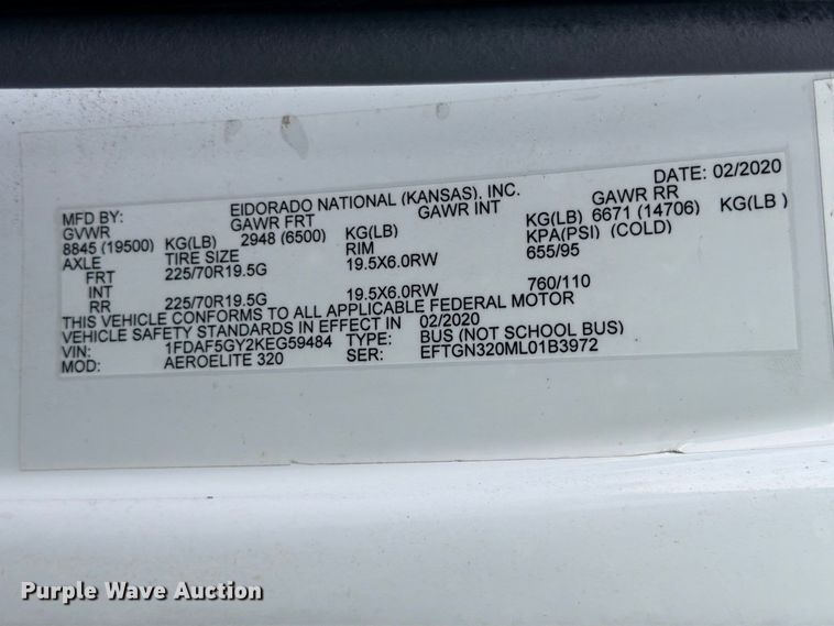 image for item ED5463 2020 Eldorado Ford F550 Super Duty shuttle bus