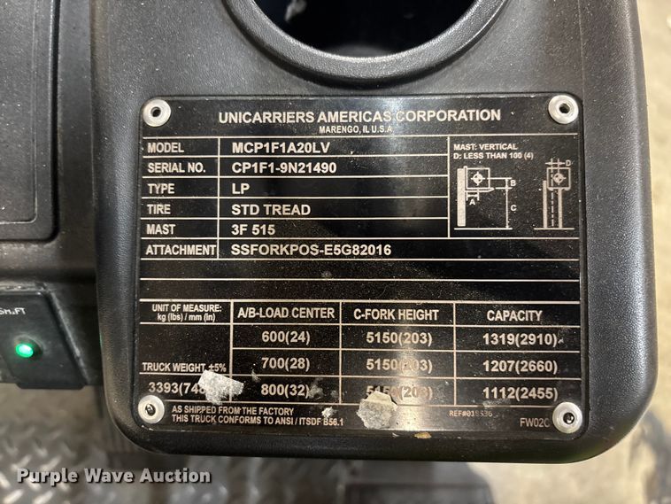 image for item EL2615 2017 UniCarriers CFS40 forklift