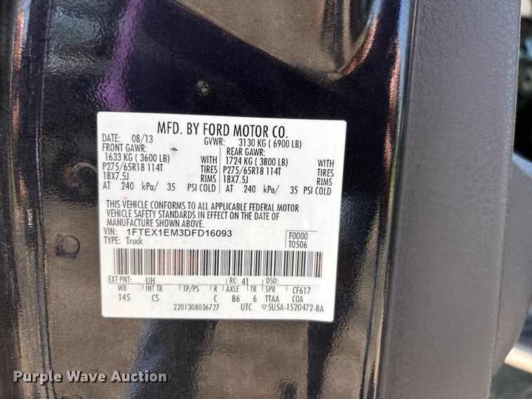 image for item ER3260 2013 Ford F150 Ext. Cab pickup truck