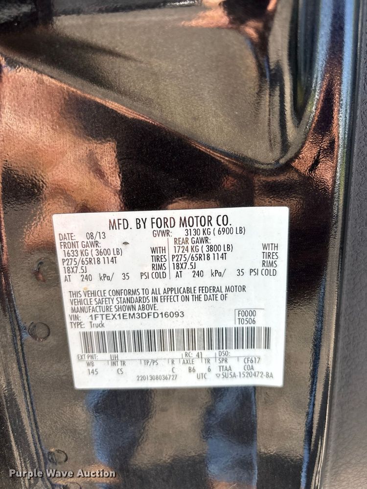 image for item ER3260 2013 Ford F150 Ext. Cab pickup truck