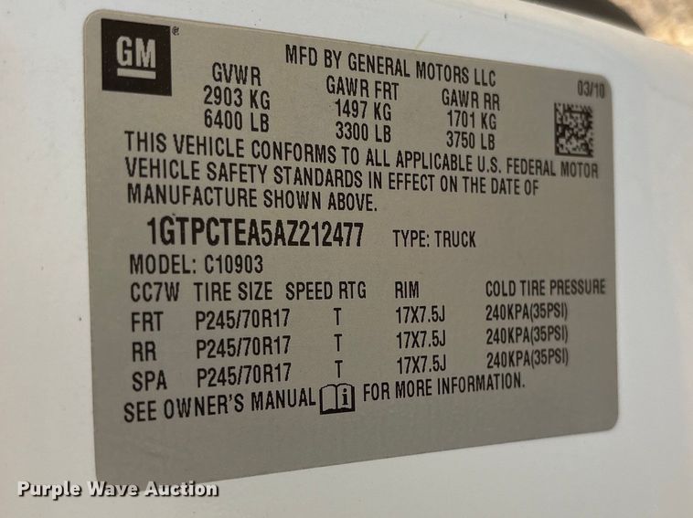 image for item ES8725 2010 GMC Sierra 1500 pickup truck