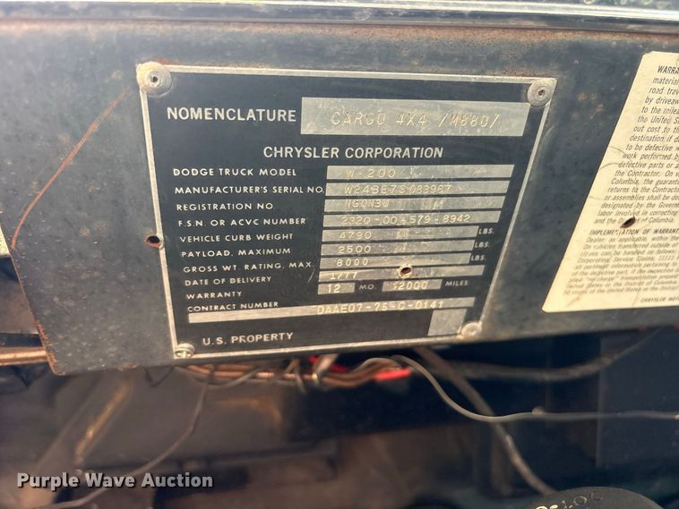image for item ET0489 1977 Dodge W20 pickup truck