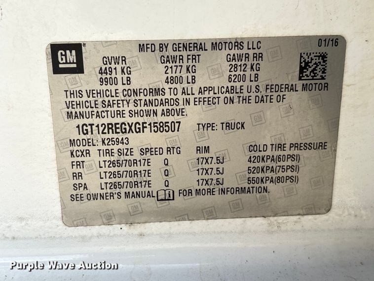 image for item EU0747 2016 GMC Sierra 2500HD Crew Cab utility bed pickup truck