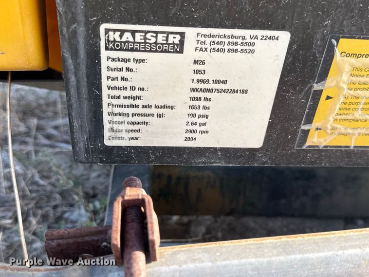 image for item EV6120 2004 Kaeser M26 air compressor