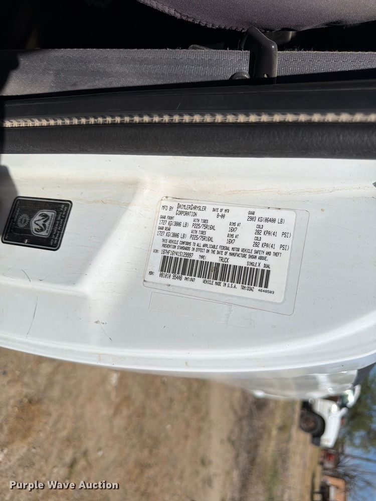 image for item EW2199 2001 Dodge Ram 1500 pickup truck