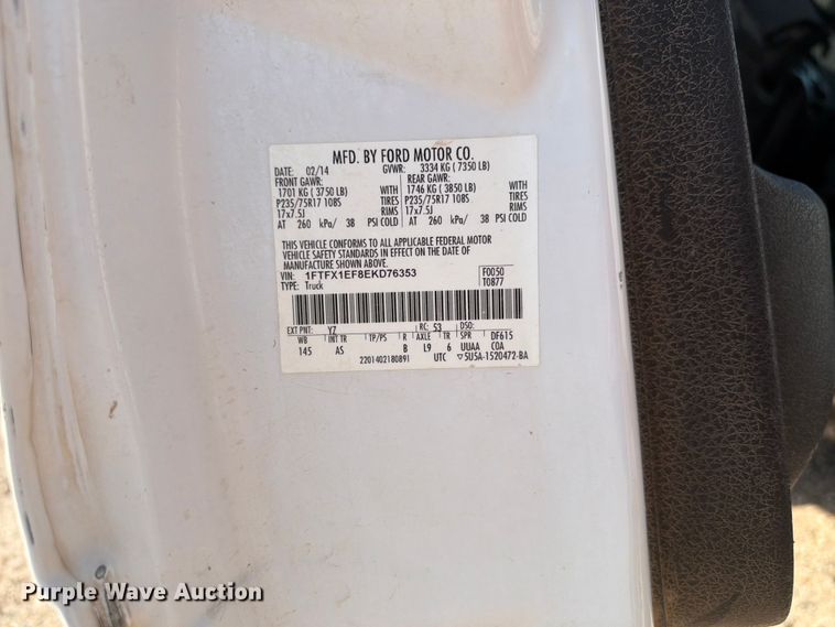 image for item EW8657 2014 Ford F150 XL Ext. Cab pickup truck