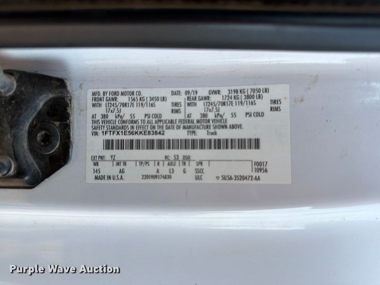 image for item EW8658 2019 Ford F150 XL Ext. Cab pickup truck