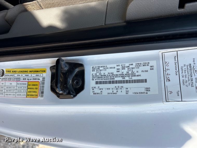 image for item EW8664 2017 Ford F150 XL Ext. Cab pickup truck