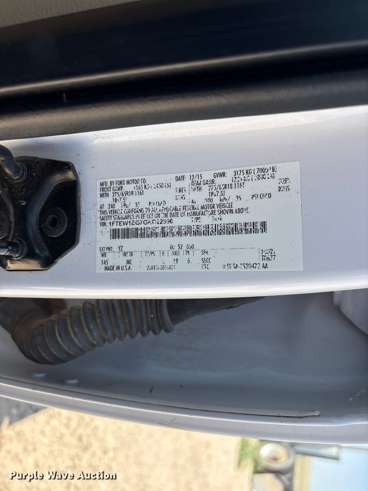 image for item EW8675 2016 Ford F150 Crew Cab pickup truck
