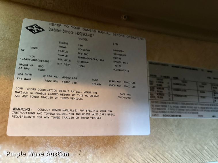 image for item EX2172 2008 Newmar Spartan Essex 4103 RV