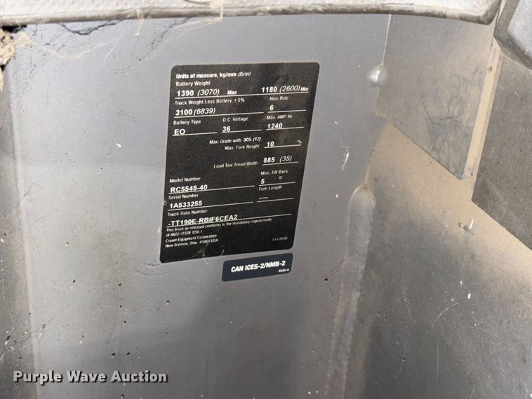 image for item EX3022 2018 Crown RC5545-40 forklift