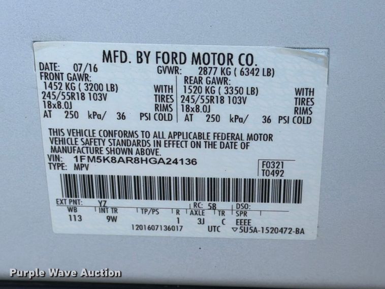 image for item EX4142 2017 Ford Explorer Police SUV