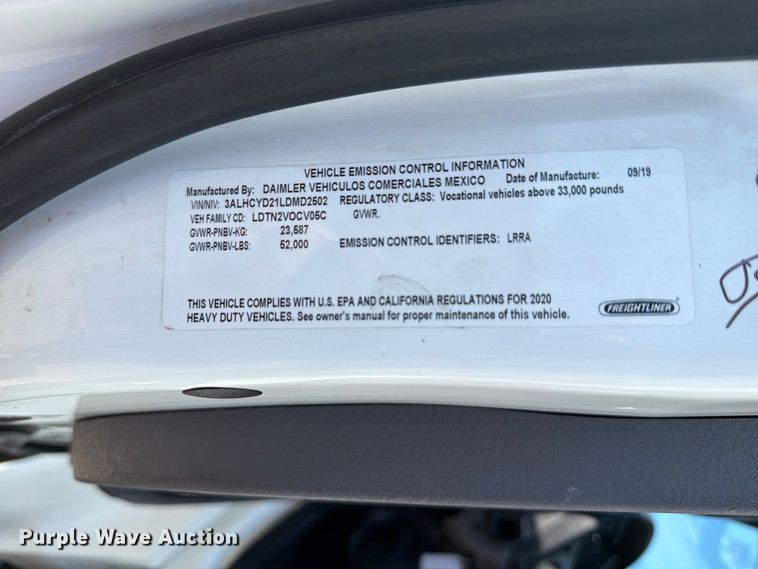 image for item FB5079 2020 Freightliner Business Class M2 refrigerated truck