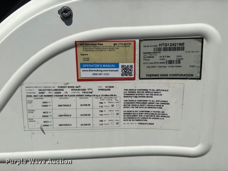 image for item FB5079 2020 Freightliner Business Class M2 refrigerated truck