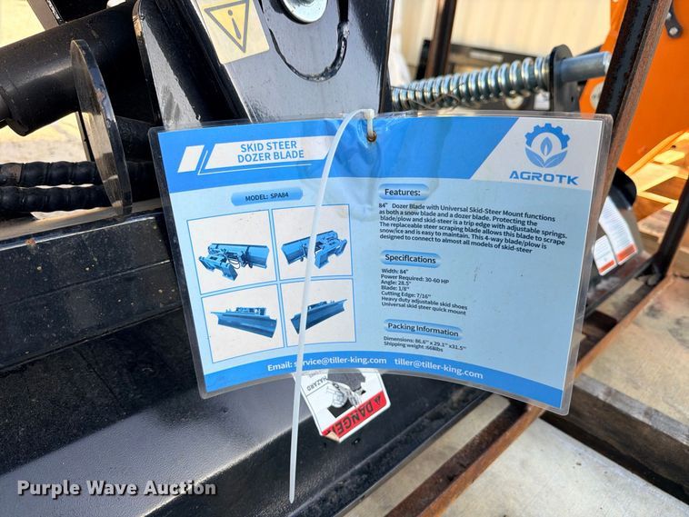 image for item FB8292 2025 Mower King SPA84 skid steer dozer blade