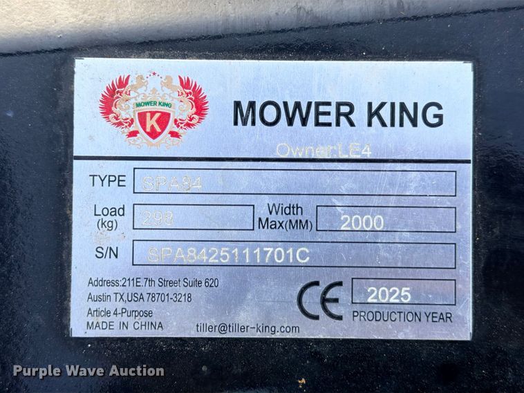 image for item FB8292 2025 Mower King SPA84 skid steer dozer blade
