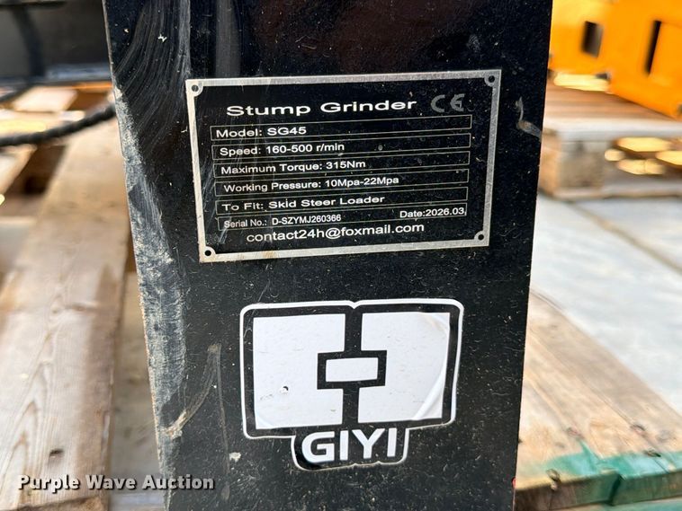 image for item FB8295 Giyi SG45 skid steer stump grinder